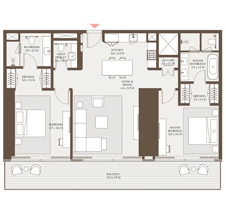 2 bedroom - Floor 1