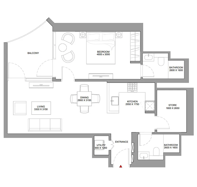 1 bedroom - Floor 2
